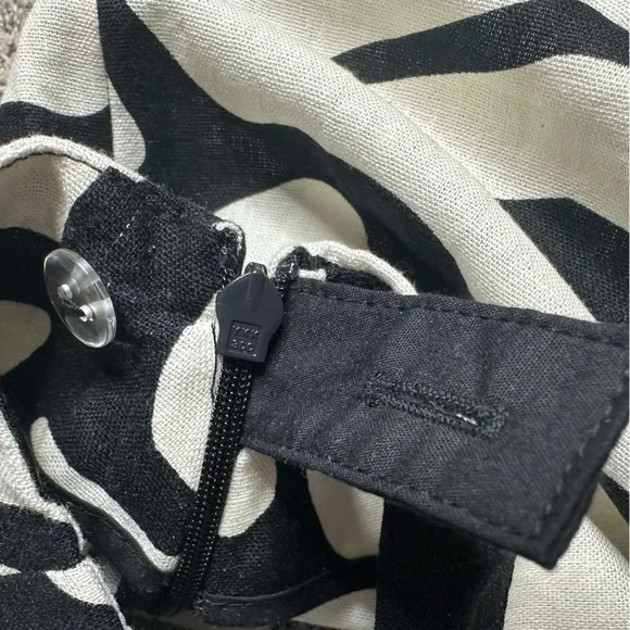 House Of Harlow 1960 Linen Blend Black Cream Wide Leg Side Slit Pants 10 boho - Picture 6 of 10